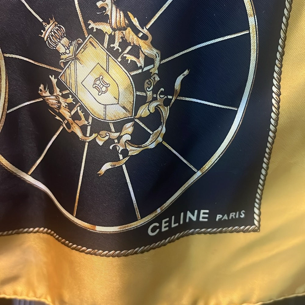 Authentic Celine Vintage 100% Silk Scarf – Equestrian Carriage Print - Picture 2 of 5